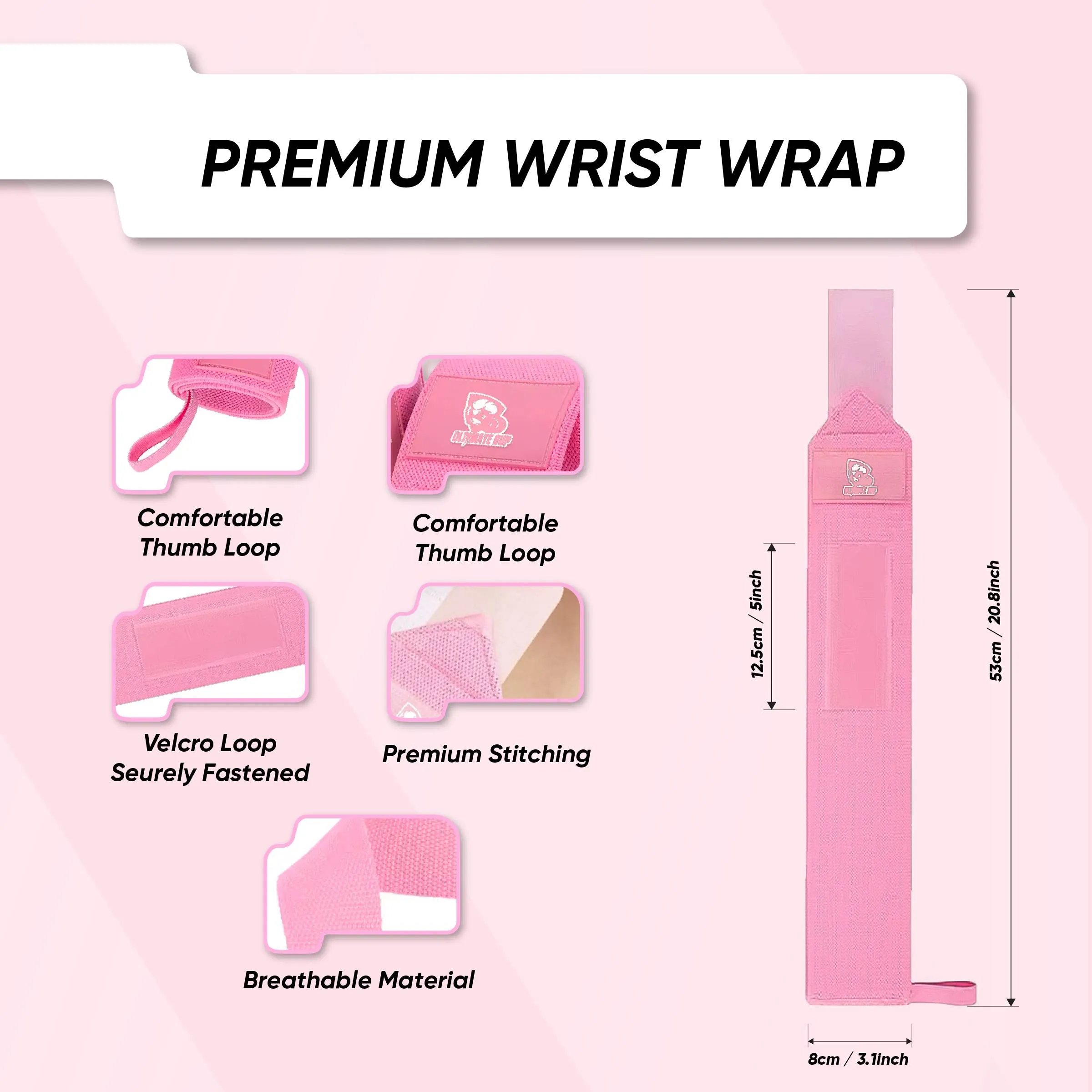 UltimateSup Wrist Wrap Gym Brace Support Strap, Weight Lifting Custom Fitness Powerlifting, Wrist Brace, Various Colors