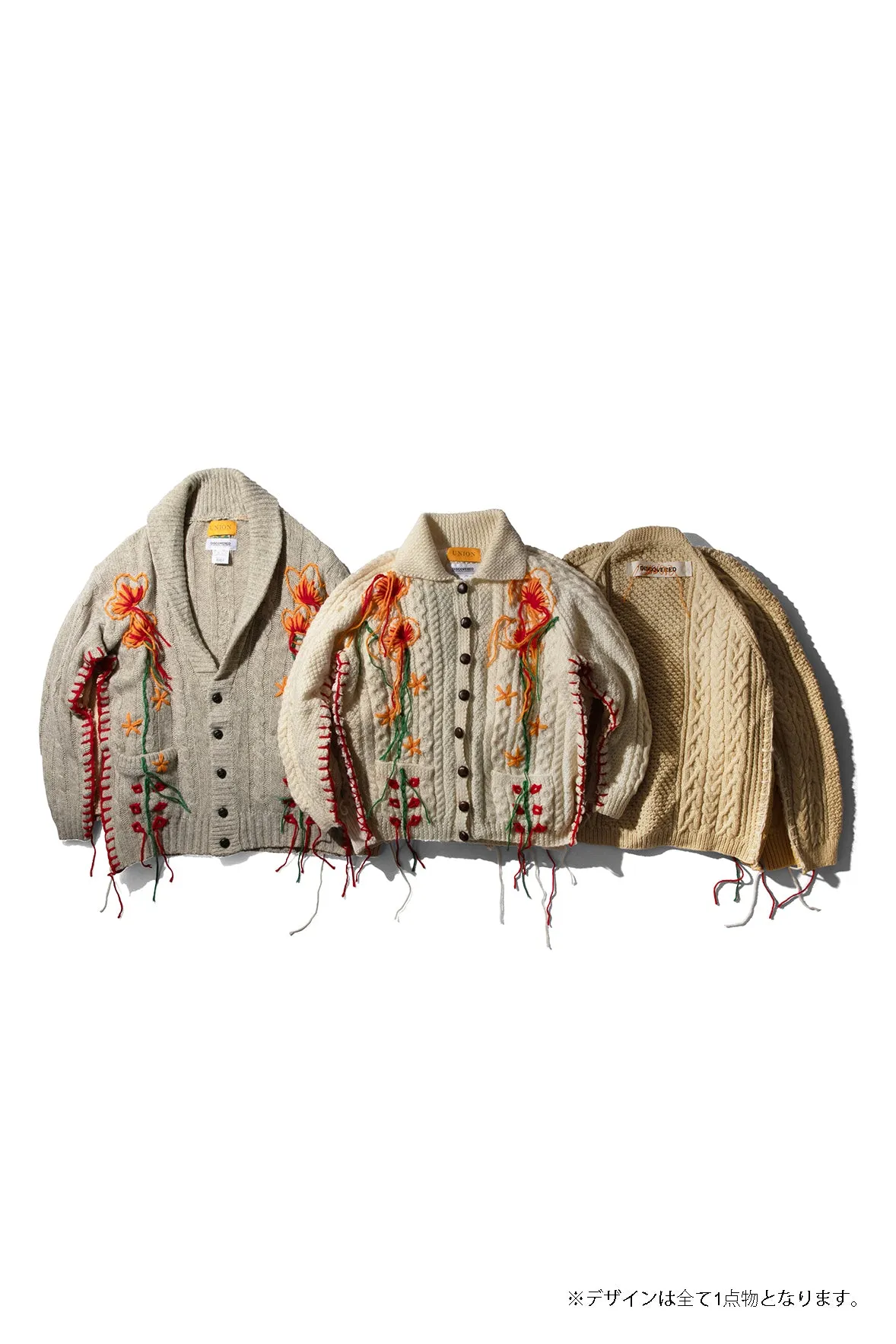 UNION HAND EMNROIDERY FISHERMAN KNIT｜ASSORT