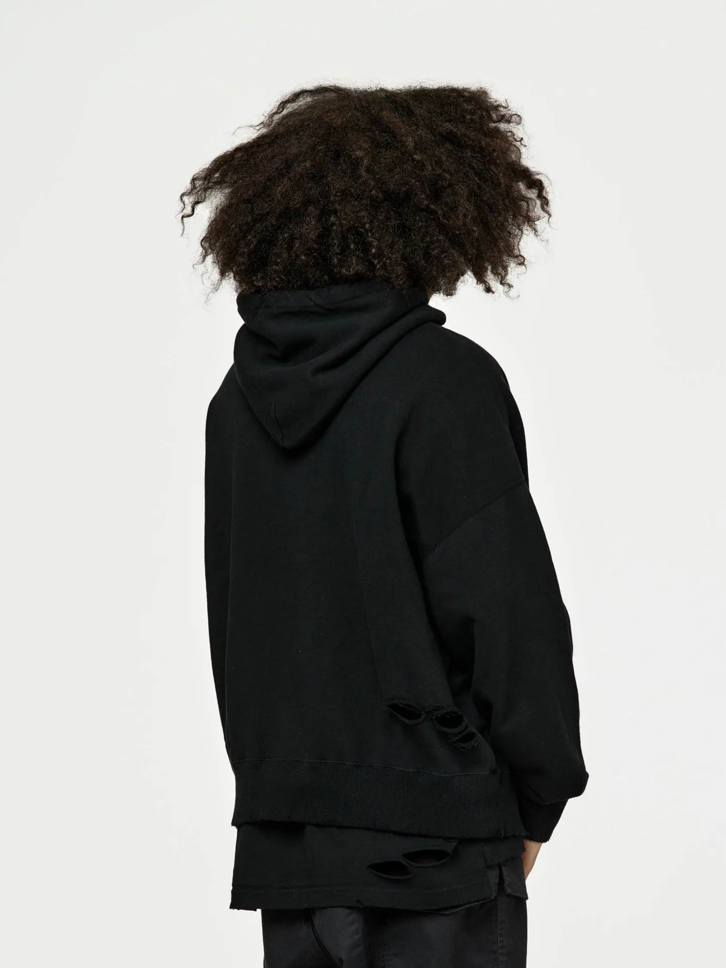 UNION LOOPING DAMAGE HOODIE｜BLACK