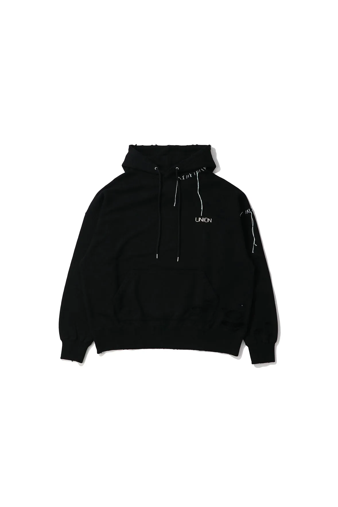 UNION LOOPING DAMAGE HOODIE｜BLACK