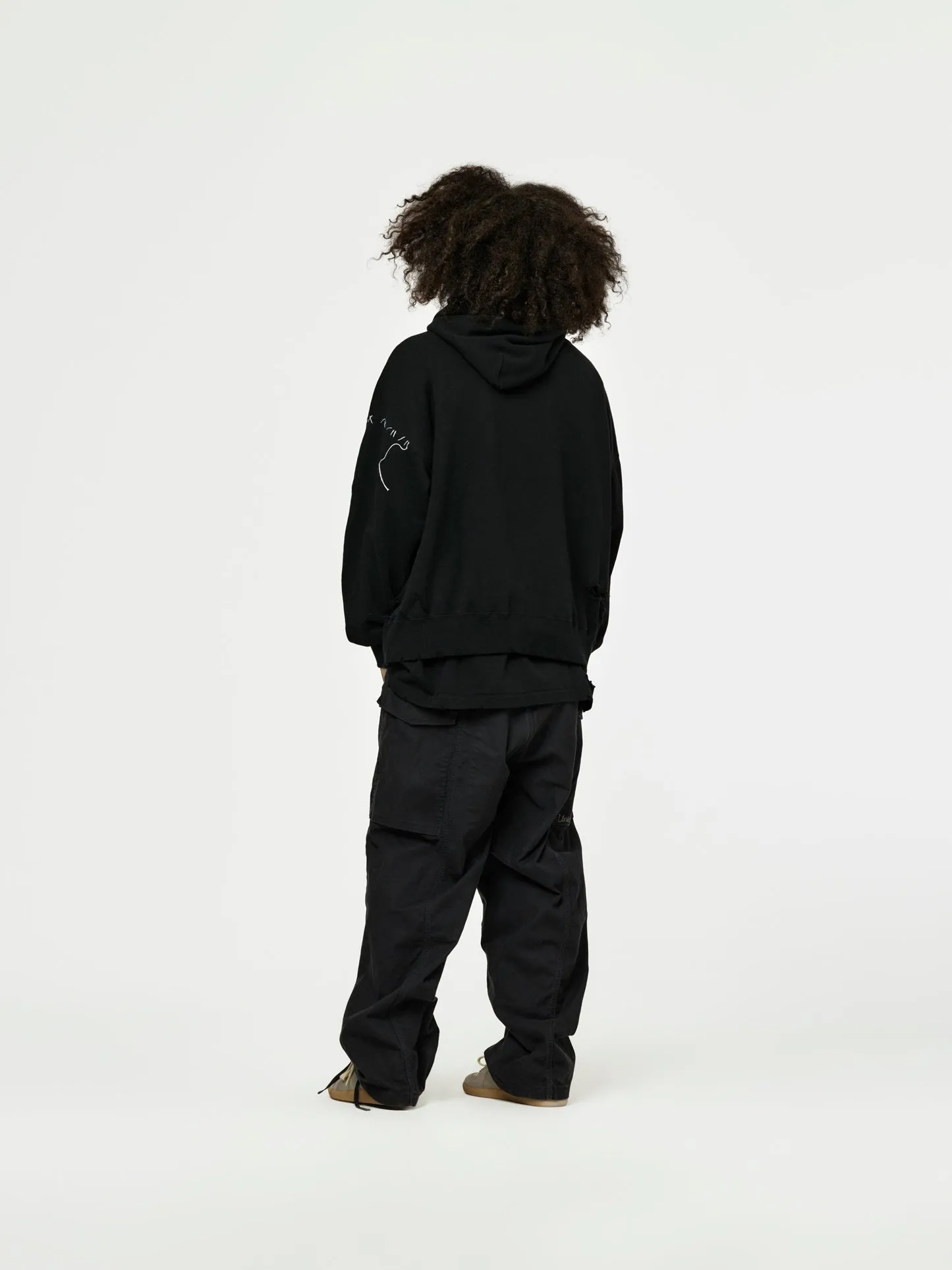 UNION LOOPING DAMAGE HOODIE｜BLACK